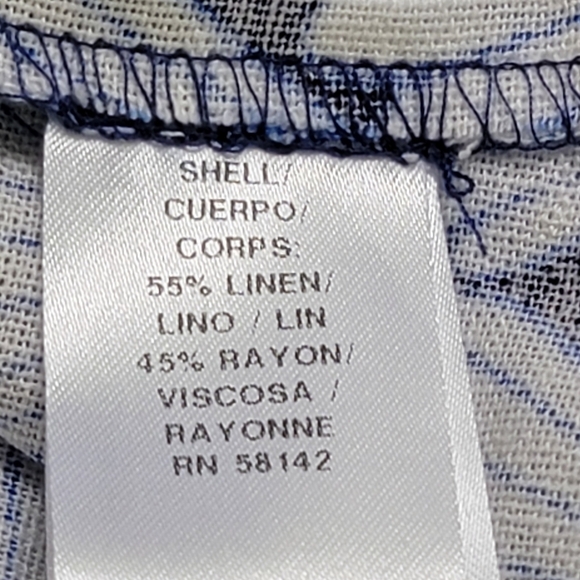 London Times Navy/White Tropical Ombré Shell Print Linen Blend Mini Dress Sz 8 - Picture 9 of 10